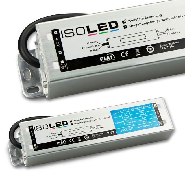 LED trafó 24V/DC, 0-60W, IP66