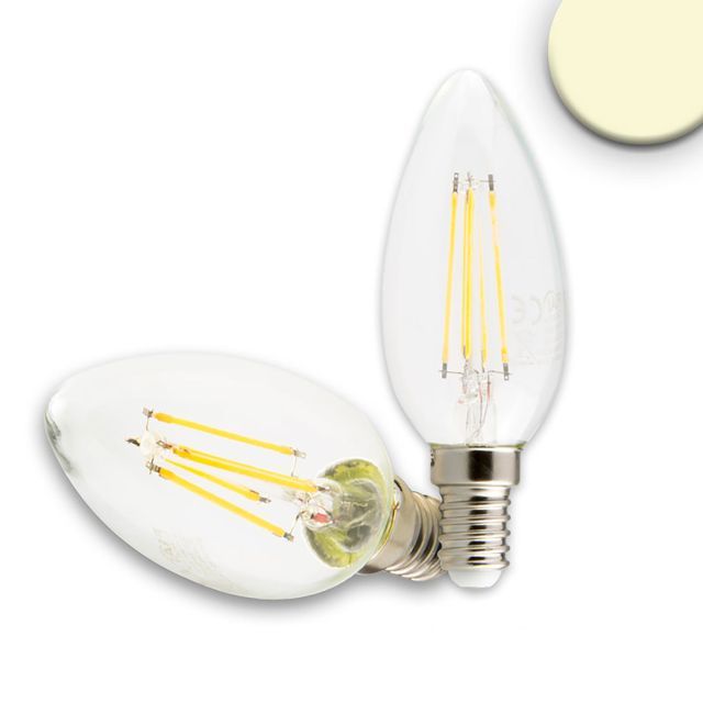 E14 LED gyertya fényforrás, 4 W, átlátszó, meleg fehér, dimmelhető