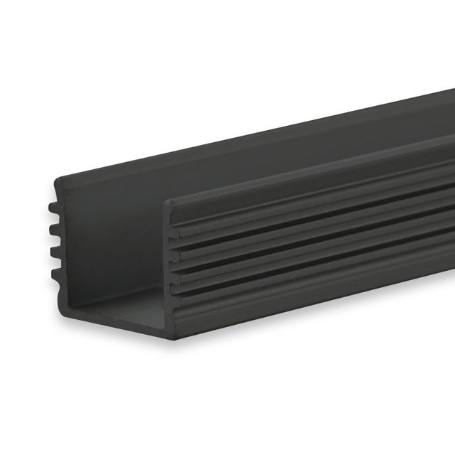 LED Surface mounted profile SURF12 BORDERLESS aluminium black powder coated RAL 9005, 200cm