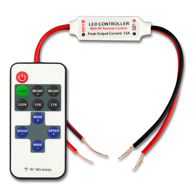 LED flexibilis szalag Mini rádió PWM dimmer, 1 csatorna, 12-24V DC 3A