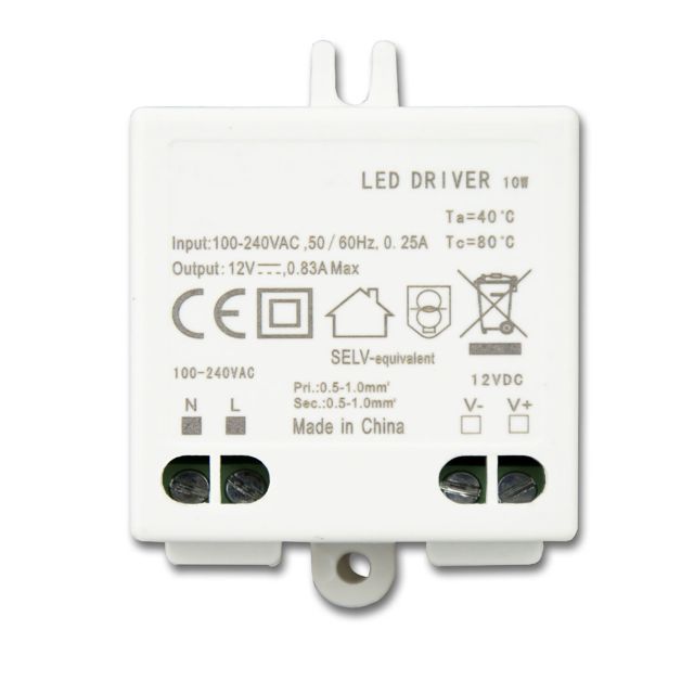 LED transformer 12V/DC, 0-10W, SELV