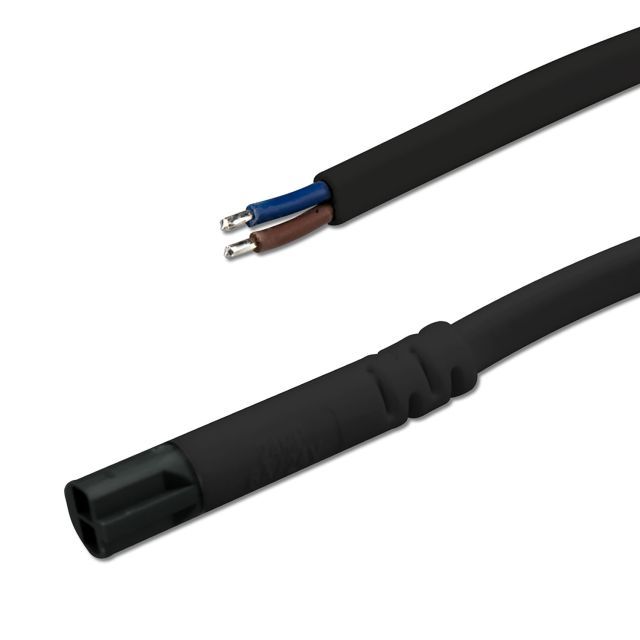 Mini-Plug csatlakozókábel male, 1m, 2x0,75, IP54, fekete, max. 48V/6A