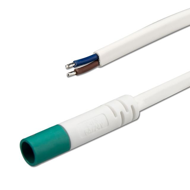 Mini-Plug csatlakozó foglalat female, 1m, 2x0,75, IP54, fehér-zöld, max. 48V/6A