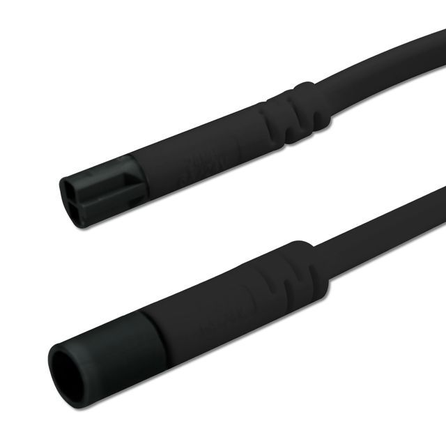 Mini-Plug hosszabbító male-female, 1m, 2x0,75, IP54, fekete, max. 48V/6A