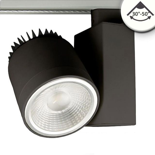 3-PH Track light focusable, 35W, 30°-50°, black matt, 4000K, CRI92