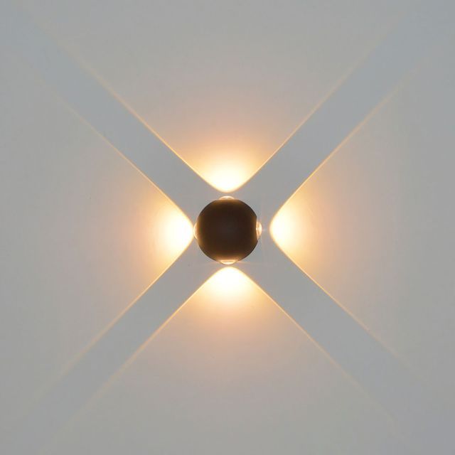 Kültéri LED fali lámpa, fel/le, IP54, 4*1 W, homok fehér, meleg fehér