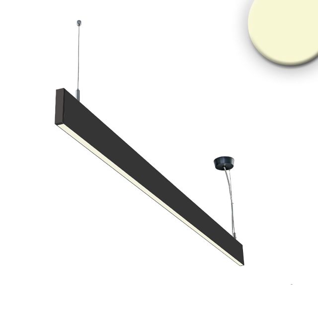 LED függesztett lámpa Lineáris Up&Down 600, 25W prizma, lineáris és 90° csatlak. fekete, meleg fehér
