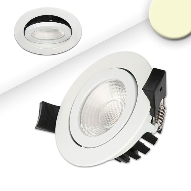 LED Recessed spotlight, white, 8W, 36°, round, warm white, IP65, dimmable