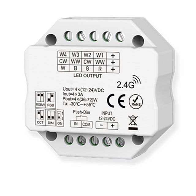 Sys-Pro push/radio Mesh PWM dimmer, 1-4 channel, 12-24V DC 4x3A