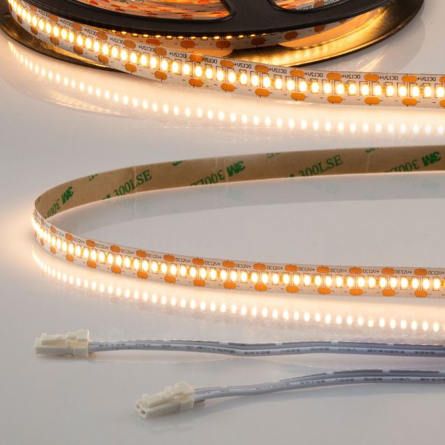 LED CRI925 MiniAMP flex szalag 12V DC, 6W, IP20, 2500K, 120cm, kétold. 30cm kábel + maleAMP 300LED/m