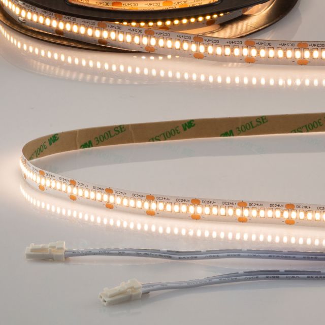 LED CRI930 MiniAMP flex stripe 24V DC, 6W, IP20, 3000K, 120cm, 30cm cable both s.+maleAMP 300 LED/m