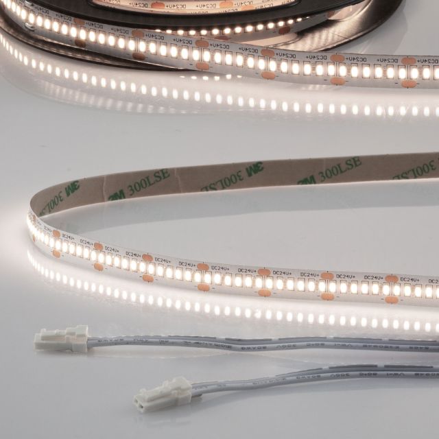 LED CRI940 MiniAMP flex stripe 24V DC, 6W, IP20, 4000K, 250cm, 30cm cable both s.+maleAMP 300 LED/m