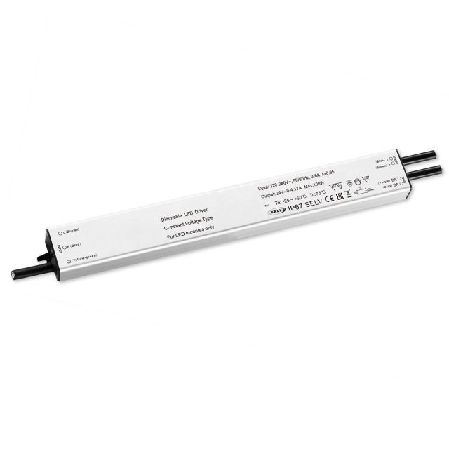 LED PWM trafó 24V/DC, 0-60W, vékony, Push/Dali-2 dimmelhető, IP67, SELV
