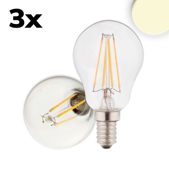 E14 LED Illu fényforrás, 4W, átlátszó, meleg fehér, 3 darabos készlet