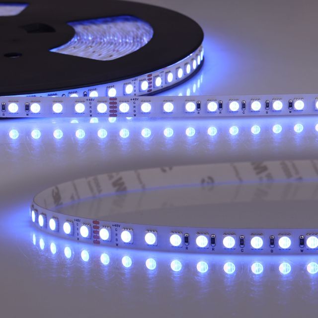 LED RGB+WW flexibilis szalag, 48V DC, 19W, IP20, 20m-es tekercs, 96 LED/m