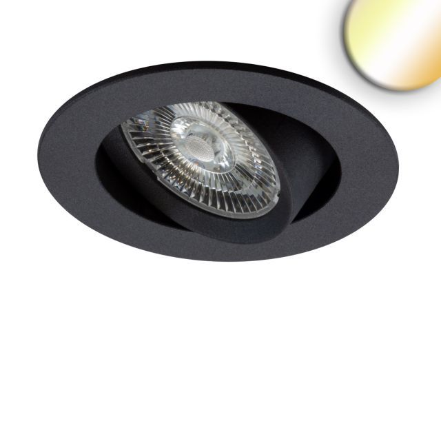 LED recessed luminaire Slim68 Alu black, round, 6W|6W, 24V DC, dynamic white 2700-5700K