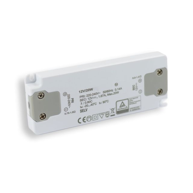 LED-transzformátor 12V/DC, 0-20W ultraslim