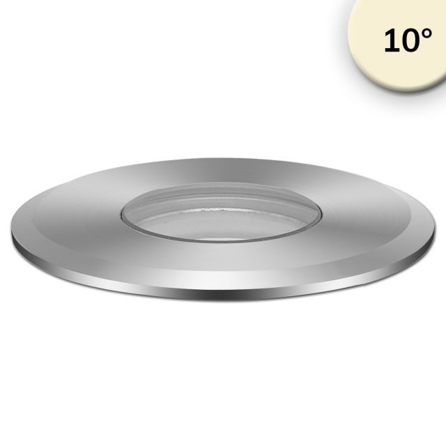 LED inground light, round 55mm, stainless steel, 12-24V, IP67, 3W, 10°, warm white