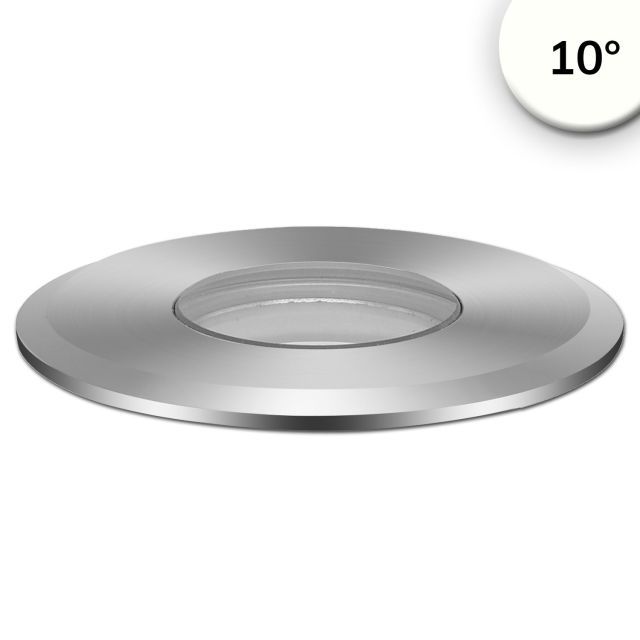 LED inground light, round 55mm, stainless steel, 12-24V, IP67, 3W, 10°, neutral white