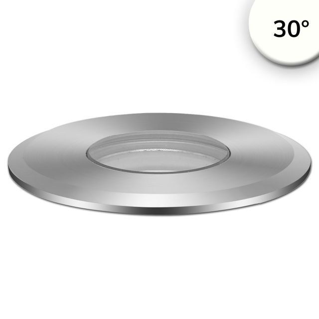 LED inground light, round 55mm, stainless steel, 12-24V, IP67, 3W, 30°, neutral white