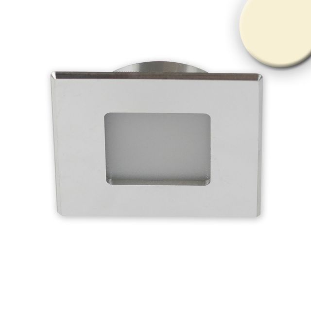 LED furniture spot recessed MiniAMP ALU brushed, angular, 3W, 120°, 24V DC warm white 3000K,dimmable