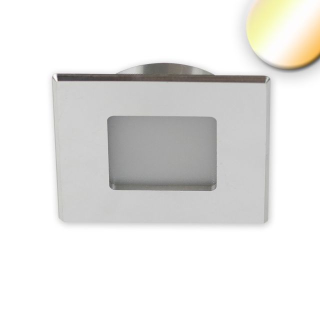 LED furniture spot recessed MiniAMP ALU brushed, angular, 3W, 120°, 24V DC dyn. white 1900-5000K dim