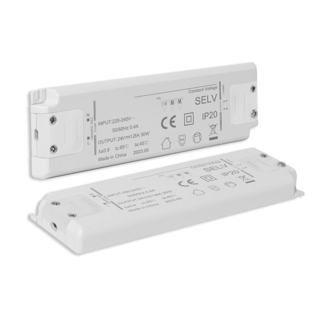 LED-trafó 24V/DC, 0-30W, ultravékony, SELV