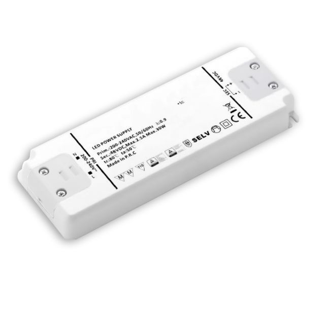 LED-trafó 48V/DC, 0-60W, ultralapos, SELV