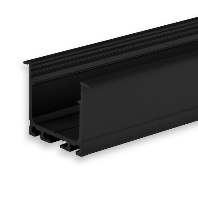 LED profile recessed DIVE24 FLAT aluminum black powder coated RAL9005, 200cm