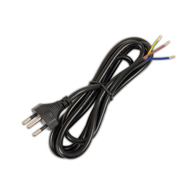 Connection cable 1,5m with plug type J - Switzerland, H05VV-F3G0.75mm², black, open ends