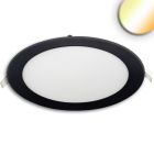 LED Downlight, 24W, round ultraflat black, 300mm, ColorSwitch 3000|3500|4000K, dimmable
